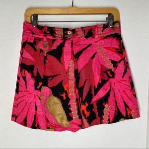 J Crew 2 Palm Print Grasscloth Shorts Pink Preppy
